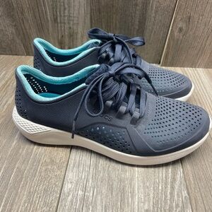 Crocs Literide Pacer Blue Mesh Lace Up Shoes Women's Size 9 Comfort Sneakers